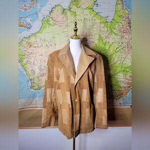 Vintage Leather and Suede Patchwork Tan Jacket